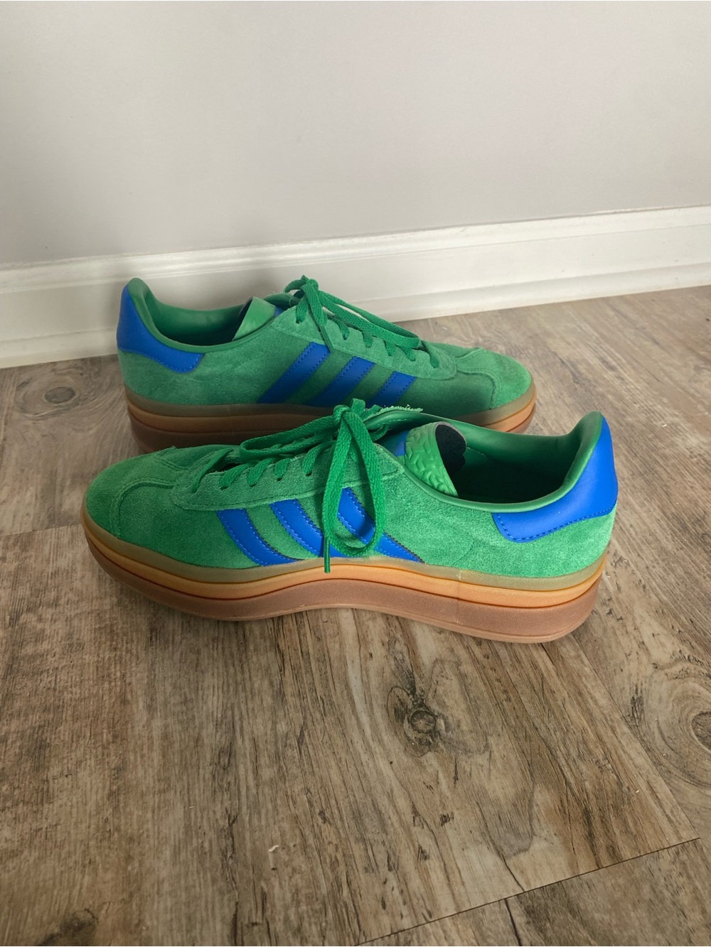 adidas Green and Blue Suede Platform Sneakers - Picture 6 of 8